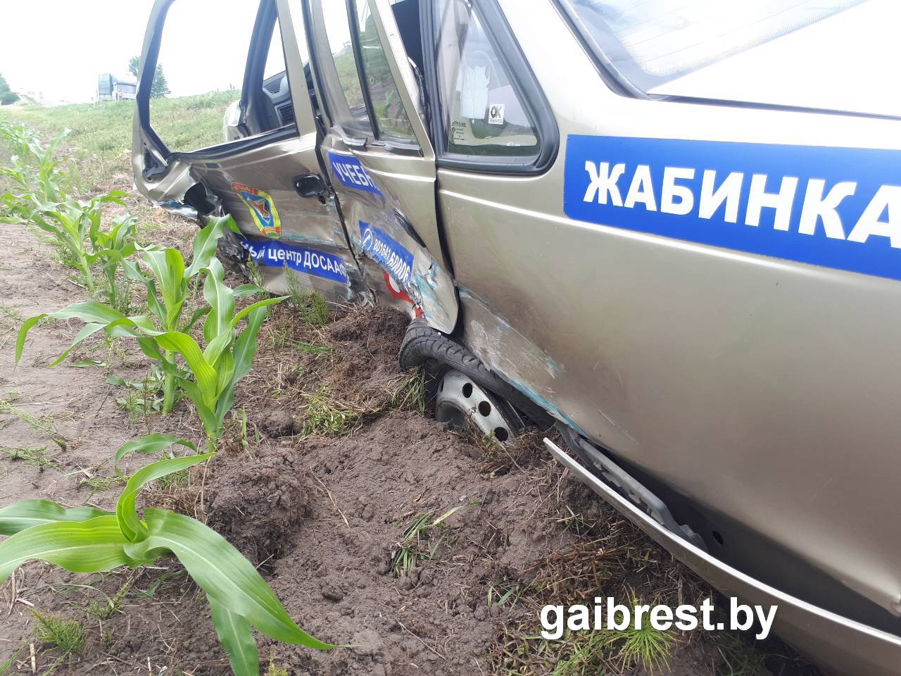 У Жабінкаўскім раёне бяспраўнік учыніў ДТЗ з вучэбным аўтамабілем (фота)