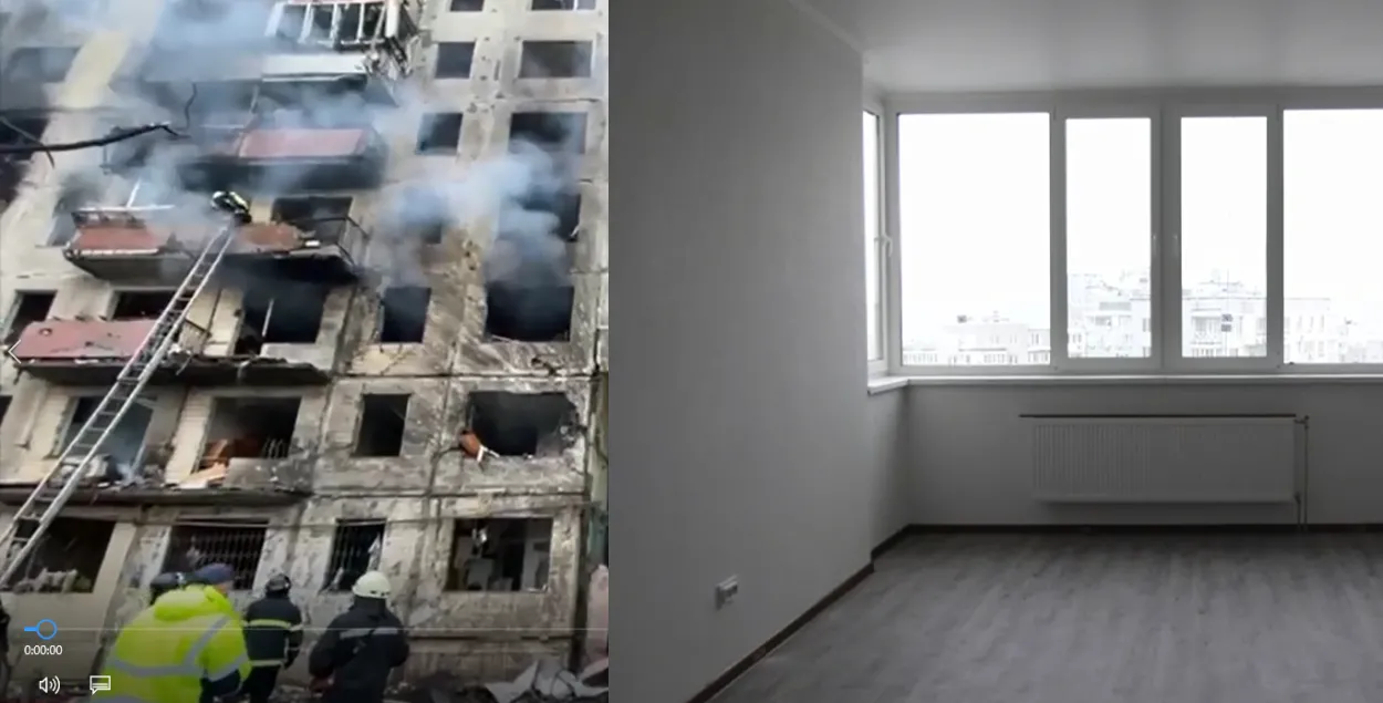 Як аднаўляюць разбураныя дамы ва Украіне / паводле матэрыялаў Кіеўскай гарадской рады

