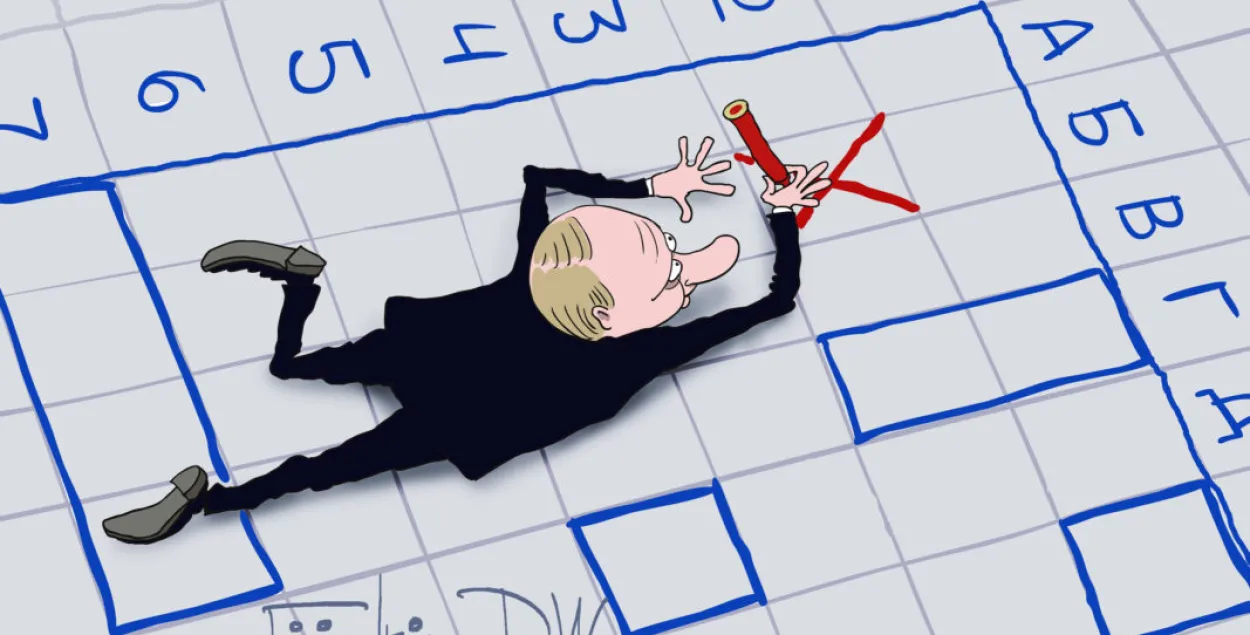Владимир Путин очень спешит / Карикатура dw.com

