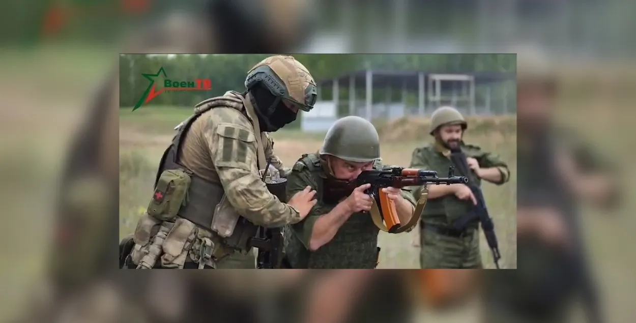 Учения с вагнеровцами в лагере под Осиповичами / кадр из видео Минобороны
