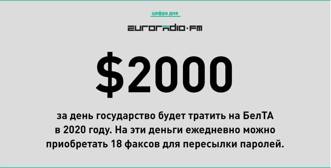 Праца інфармагенцтва БелТА каштуе беларусам $2000 за дзень