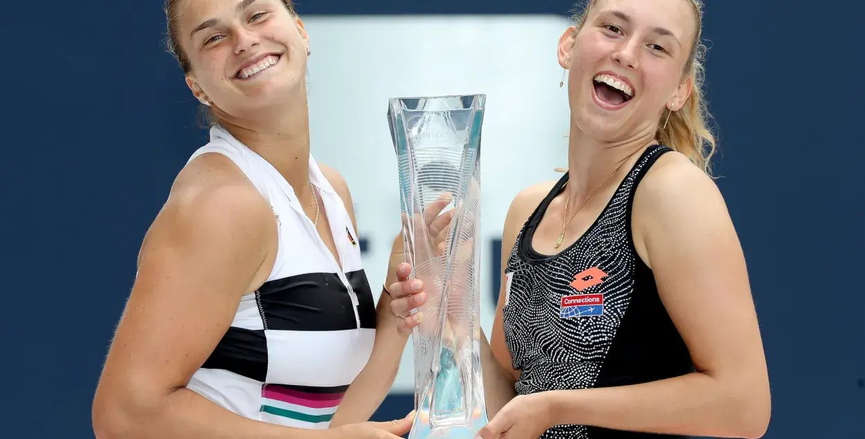 Belarus' Aryna Sabalenka and Belgium's Elise Mertens/ twitter.com/MiamiOpen