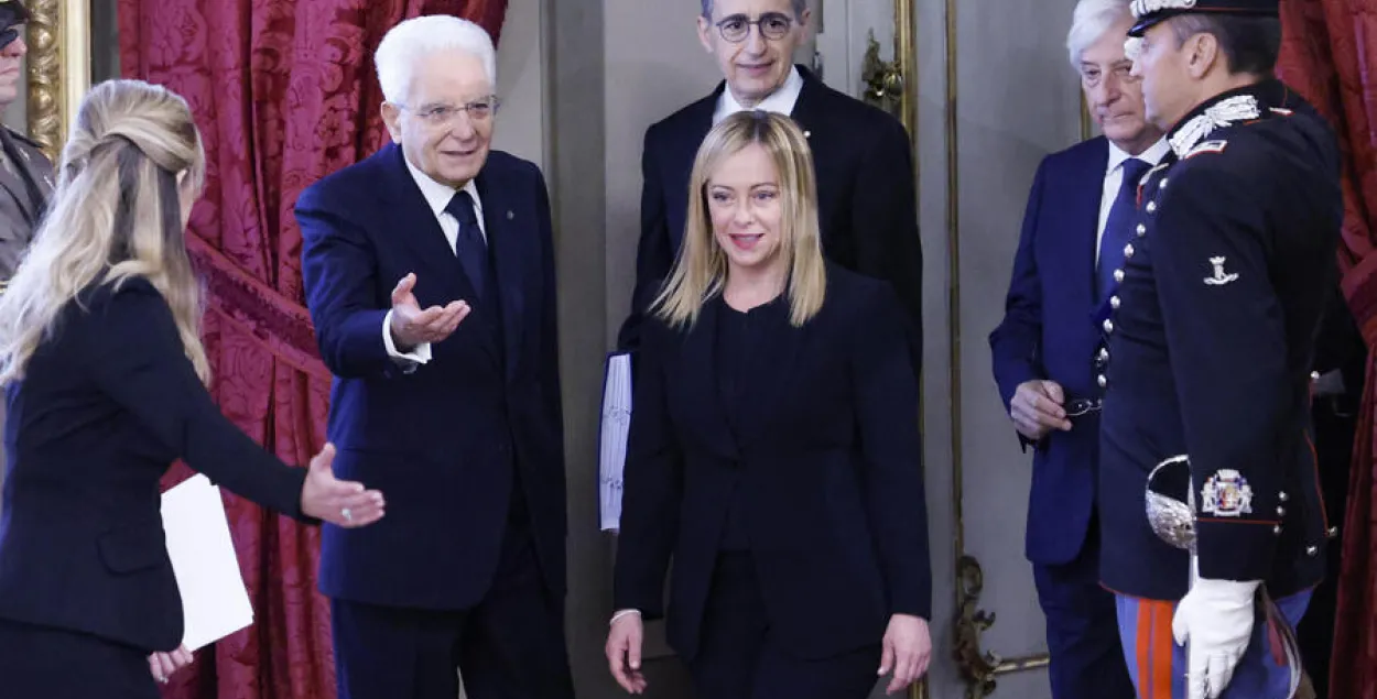 Джорджа Мелоні падчас прысягі на пасаду прэм'ер-міністра / Ansa

