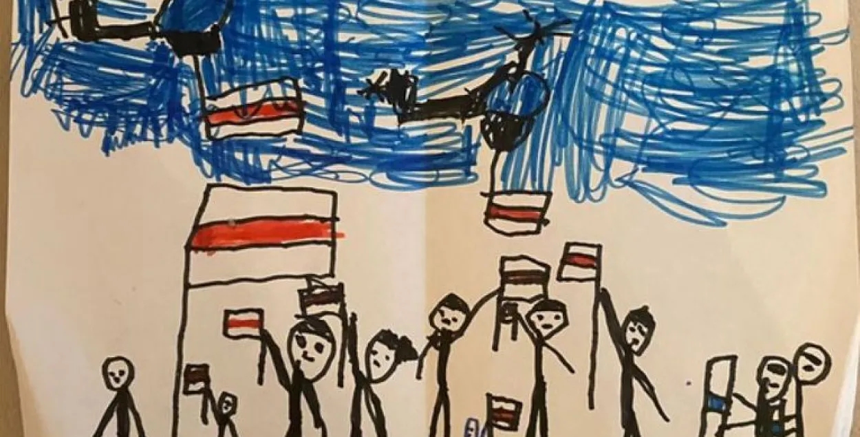 У школах лаюць за "няправільныя" сцягі на малюнках / малюнак Сашы, 5 гадоў, kyky.org