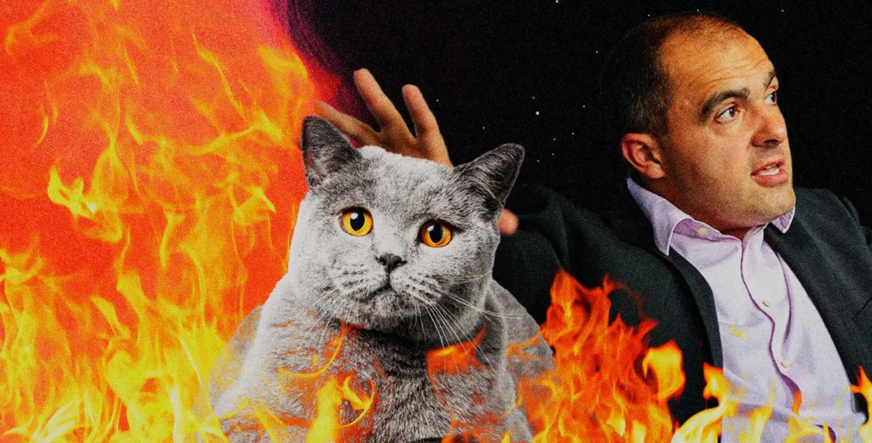 The result of the "attack" on the house of Deputy Aleh Haidukevich is a burnt cat's nose / collage by Ulad Rubanau, Euroradio