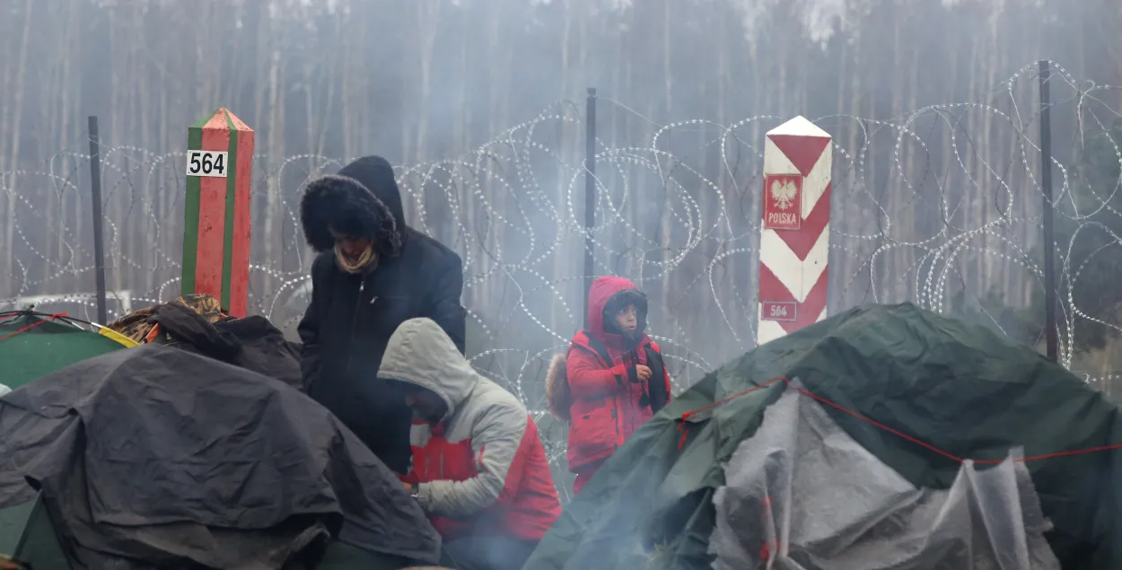 Мігранты на беларуска-польскай мяжы ў лістападзе 2021 года / gpk.gov.by
