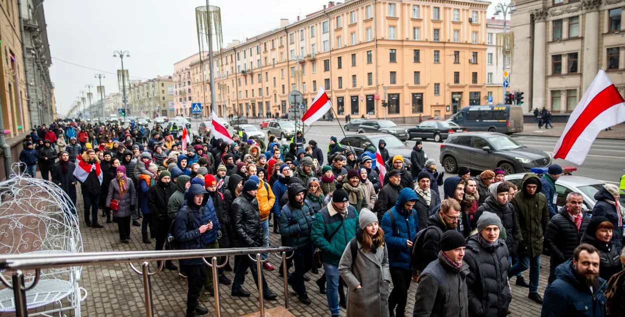 У Мінску на шэсці супраць інтэграцыі з Расіяй затрымалі правакатара (відэа)