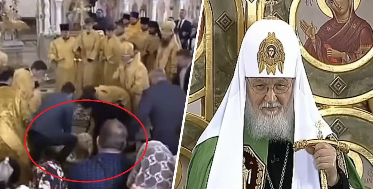 Патрыярх Кірыл упаў у храме