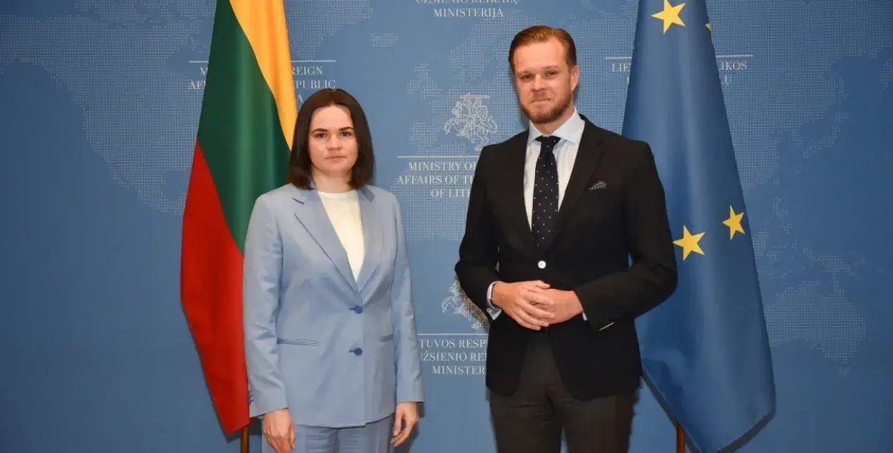 Святлана Ціханоўская і Габрыэлюс Ландсбергіс / urm.lt
