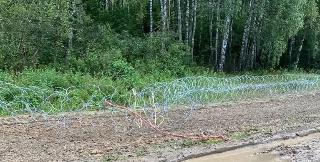 Повреждена колючая проволока на границе / twitter польского пограничного комитета