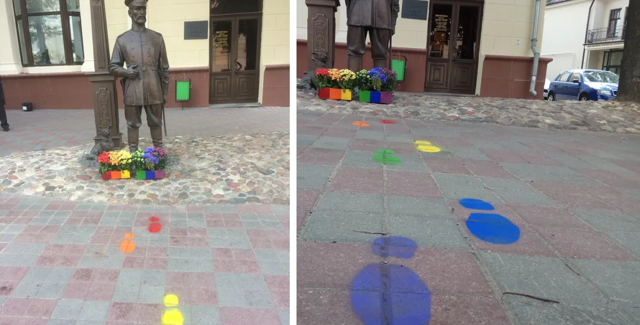 Статую гарадавога насупраць МУС упрыгожылі ЛГБТ-клумбай (фота)