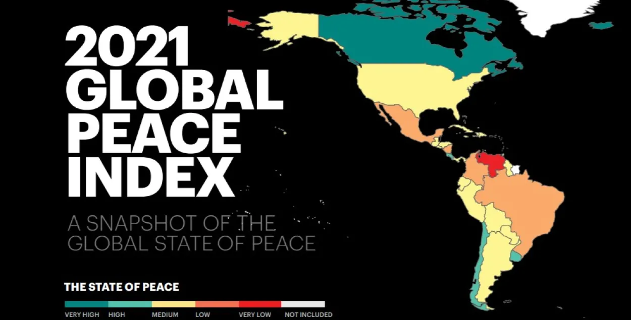 Беларусь апусцілася ў рэйтынгу міралюбнасці на 19 радкоў /&nbsp;economicsandpeace.org