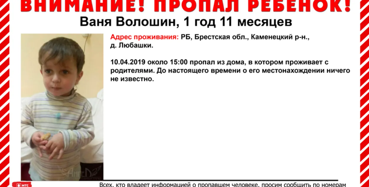 Зніклага ў Камянецкім раёне хлопчыка шукаюць з сабакамі і квадракоптарамі