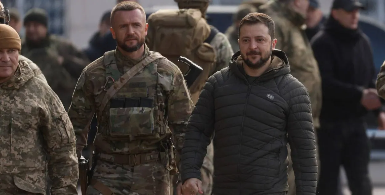 Уладзімір Зяленскі ў вызваленым Херсоне / Reuters

