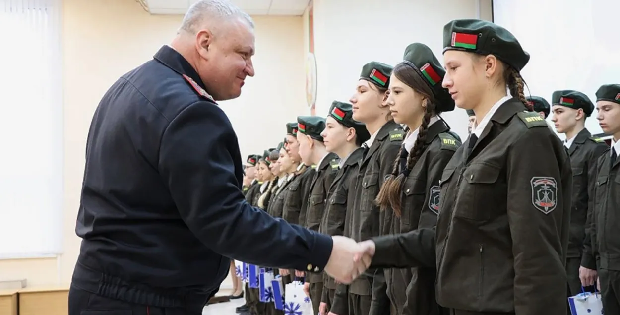 Удзельнікі ваенна-патрыятычнага клуба ў Бабруйску
