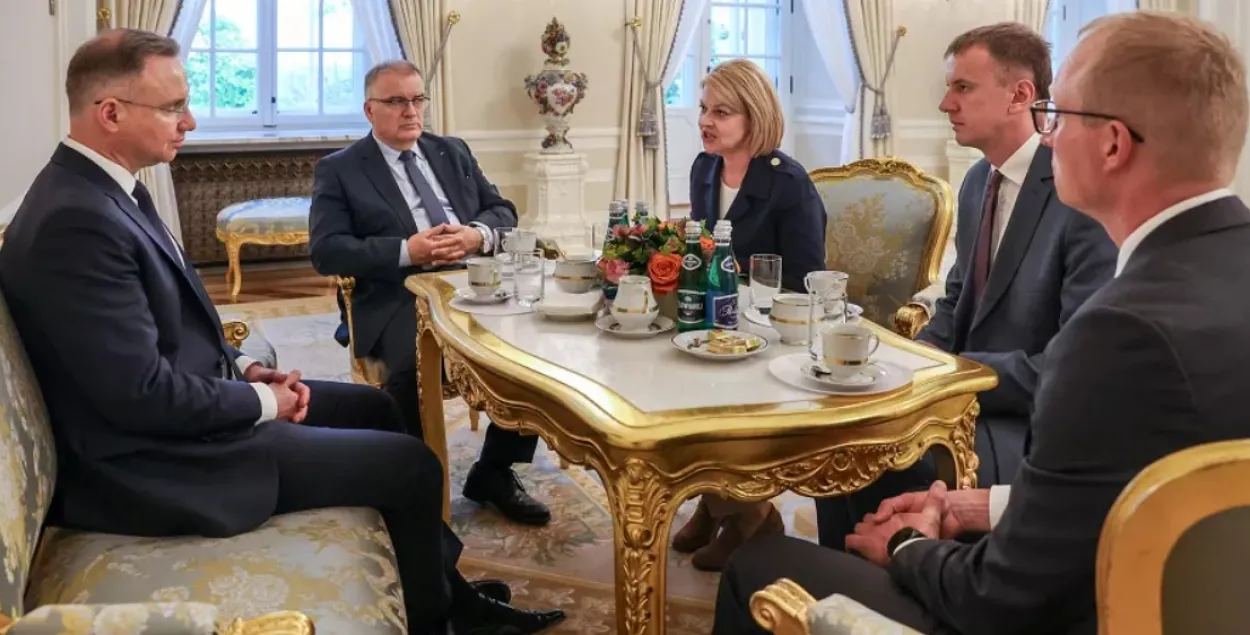 Президент Польши Анджей Дуда и глава Союза поляков Беларуси Анжелика Борис
