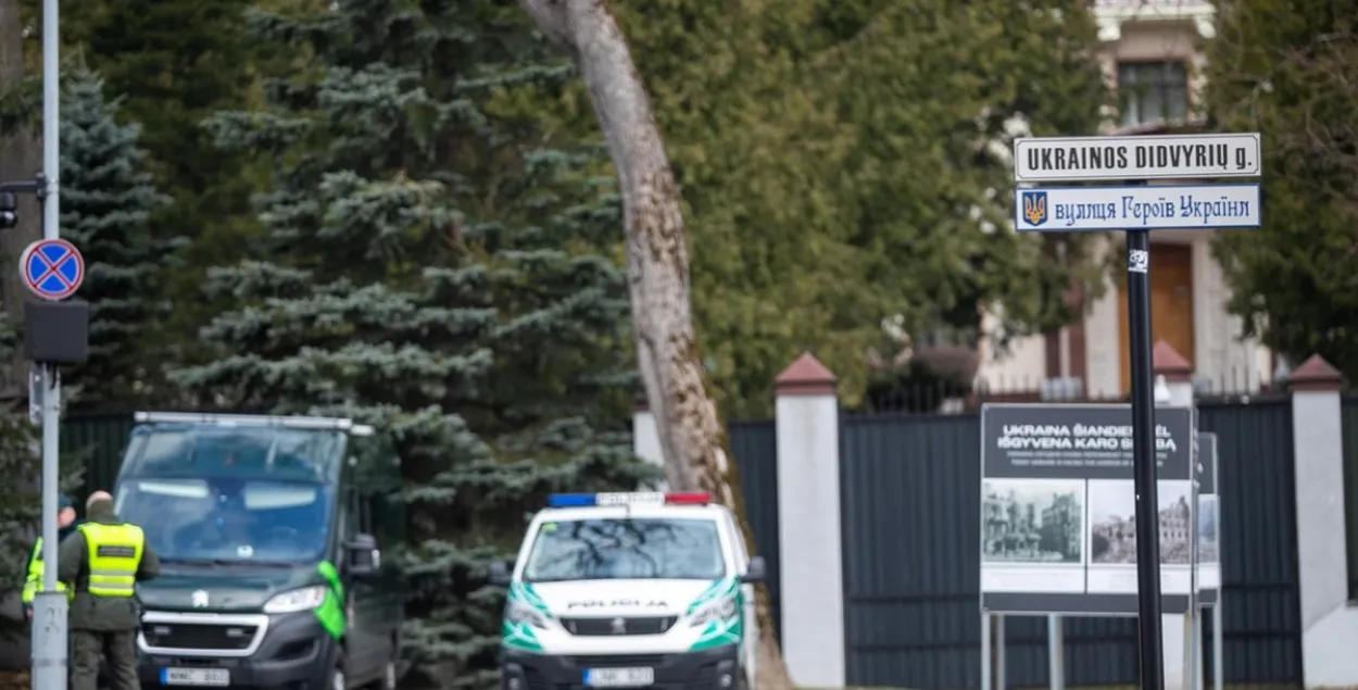 Возле российского посольства в Вильнюсе
