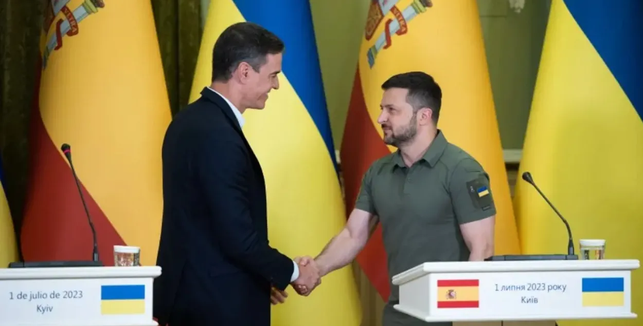 Уладзімір Зяленскі і прэм'ер-міністр Іспаніі Пэдра Санчас у Кіеве
