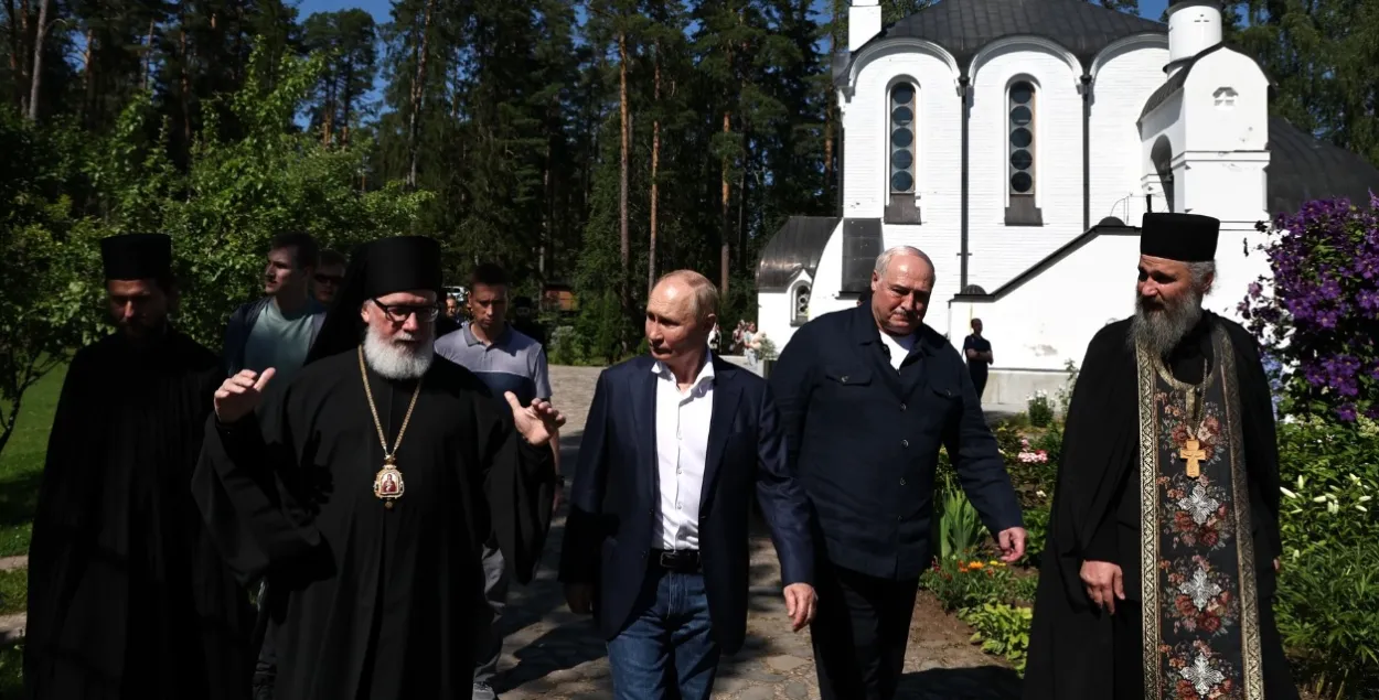 Аляксандр Лукашэнка на Валааме з Уладзімірам Пуціным
