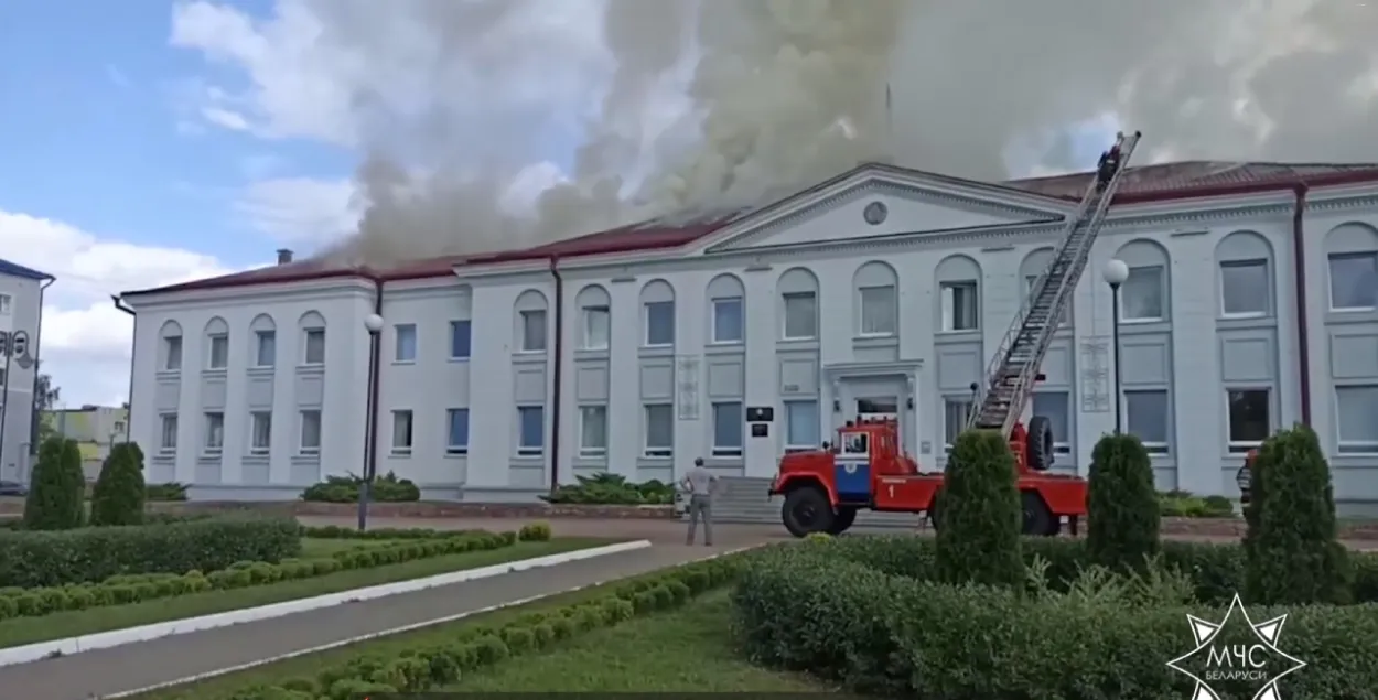 Пожар в Осиповичском райисполкоме
