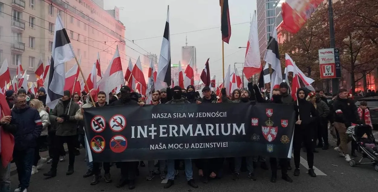 Беларуская калона на Маршы незалежнасці ў Варшаве&nbsp;
