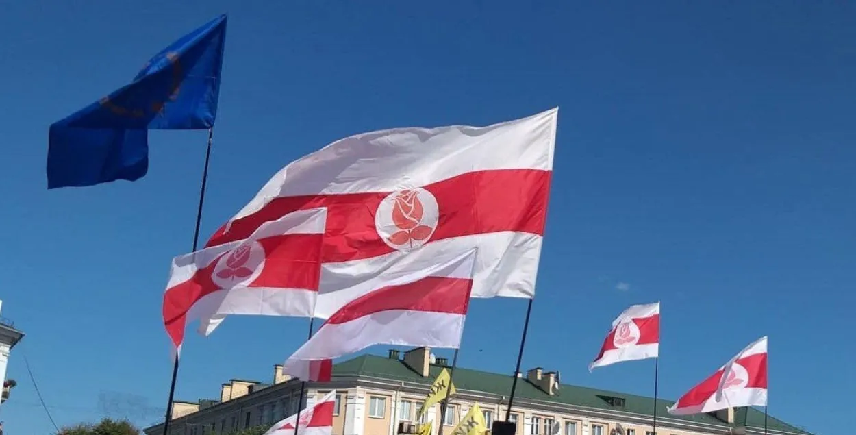 Партыйныя сцягі БСДП (Грамада), ілюстрацыйнае фота
