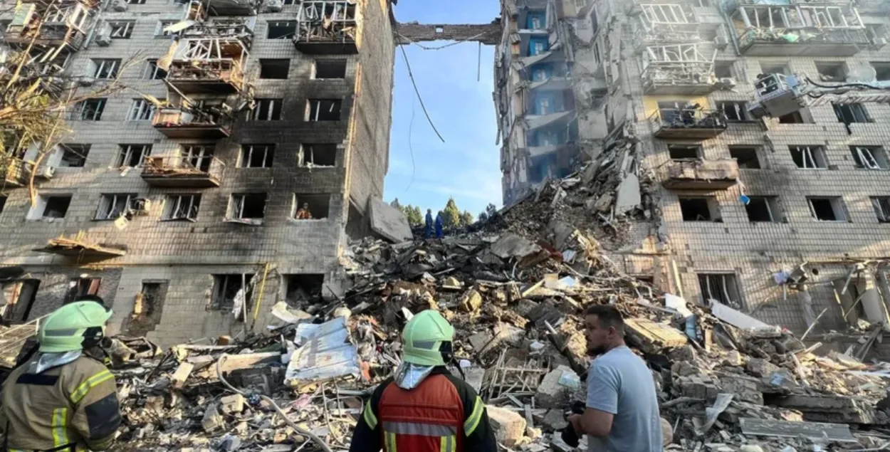 Дом у Саломенскім раёне Кіева пасля бамбавання
