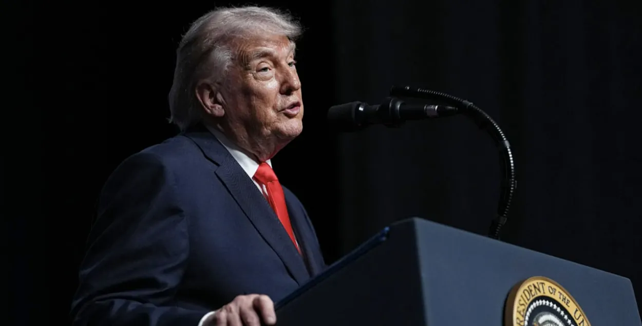 Прэзідэнт ЗША Дональд Трамп падчас выступлення
