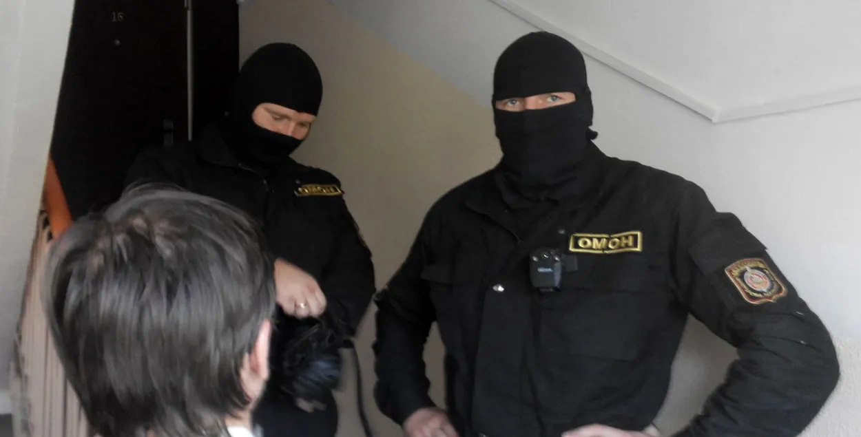 Belarusian security forces during a search
