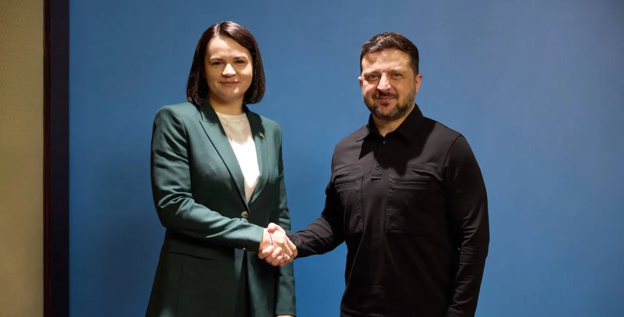 Sviatlana Tsikhanouskaya and Volodymyr Zelenskyy
