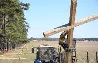 Heavy machines dismantling the crosses in Kurapaty/Roman Pratasevich, Euroradio