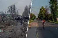 Адно і тое ж месца пад Кіевам &mdash; пасля "вызвалення" расійянамі і пасля вызвалення ад расіян.