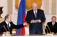 Alexander Lukashenko, Boris Yeltsin, and Vladimir Putin in 1999&nbsp;/ Reuters