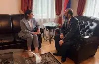 Sviatlana Tsikhanouskaya and Ararat Mirzoyan
