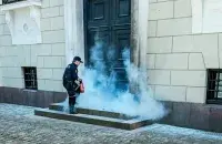 На ганку каралеўскага палаца ў Осла
