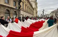 Беларусы ў Варшаве прыйшлі на марш "Не мой выбар", каб нагадаць пра фальсіфікацыі прэзідэнцкіх выбараў у Беларусі
