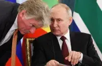 Прэс-сакратар Дзмітрый Пяскоў і прэзідэнт Расіі Уладзімір Пуцін
