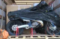 Матацыклы, якія везлі ў Беларусь праз Латвію
