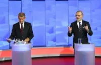Андрэй Бабіш падчас перадвыбарчых дэбатаў
