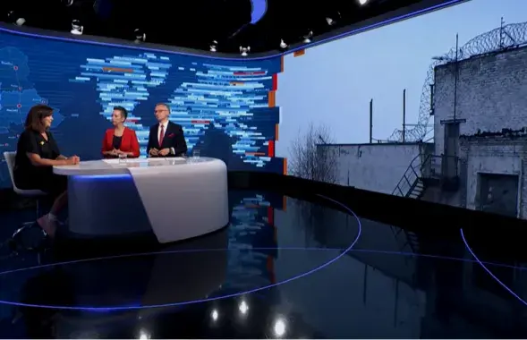 Студия "Белсата" во время марафона "Нам не всё равно!"