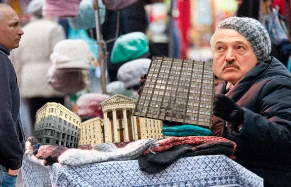 Режиму так нужны деньги, что на двух стульях усидеть всё сложнее / коллаж Влада Рубанова, Еврорадио
