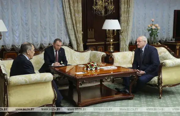 Сергей Лавров, Владимир Макей и Александр Лукашенко​&nbsp;/ БЕЛТА