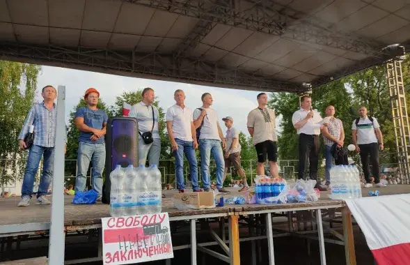 Стачком "Беларуськалия" в августе 2020-го. Анатолий Бокун третий справа / Из архива Еврорадио