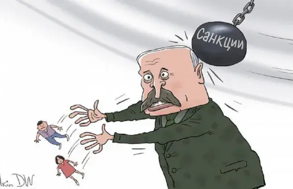 Угроза новых санкций "за внутреннюю ситуацию и поддержку России" / Карикатура dw.com
