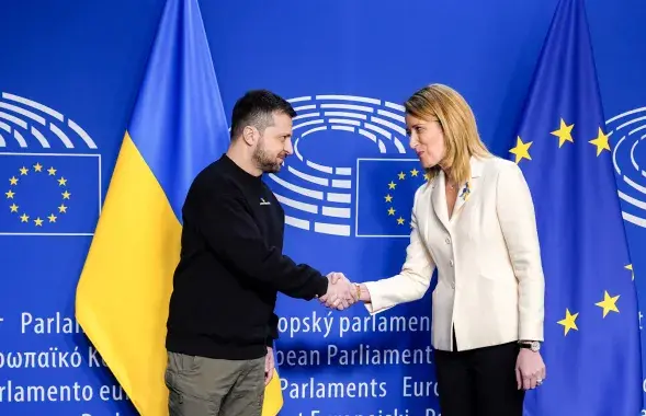 Уладзімір Зяленскі і Раберта Метсола / https://twitter.com/RobertaMetsola
