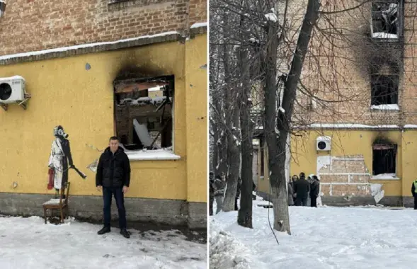 Графіці Бэнксі было на сцяне аднаго з дамоў у Гастомелі / Sergey Zhuk, facebook.com
