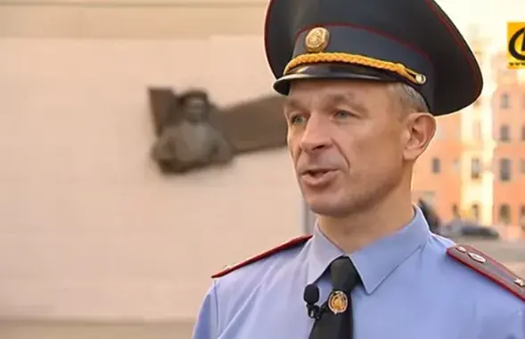 Interior Ministry's migration department head Aliaksei Biahun. A screenshot from video