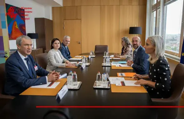 Перамовы Святланы Ціханоўскай і Шарля Мішэля / t.me/CabinetBelarus

