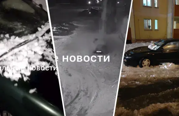 За сутки от снега пострадали две легковушки
