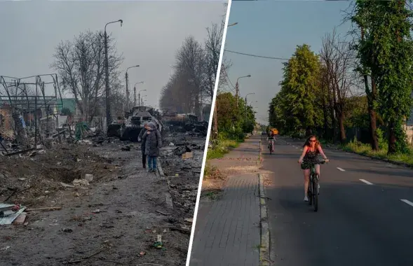 Адно і тое ж месца пад Кіевам &mdash; пасля "вызвалення" расійянамі і пасля вызвалення ад расіян.